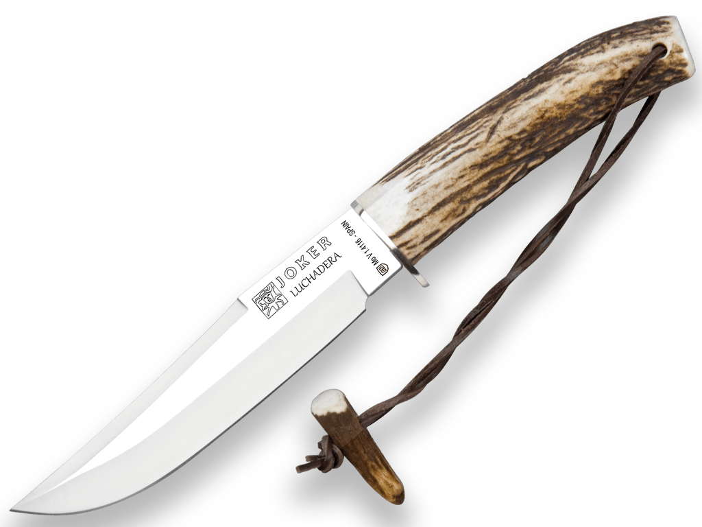 JOKER CC73 Luchadera lovecký nôž 16 cm, paroh, kožené puzdro