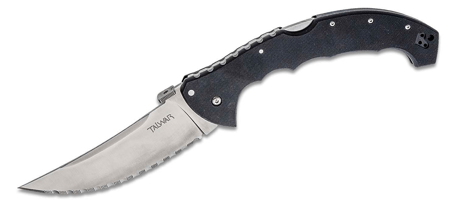 E-shop Cold Steel 21TBXS Talwar 5 1/2" vreckový nôž 14 cm, zúbkovaná čepeľ, čierna, G10