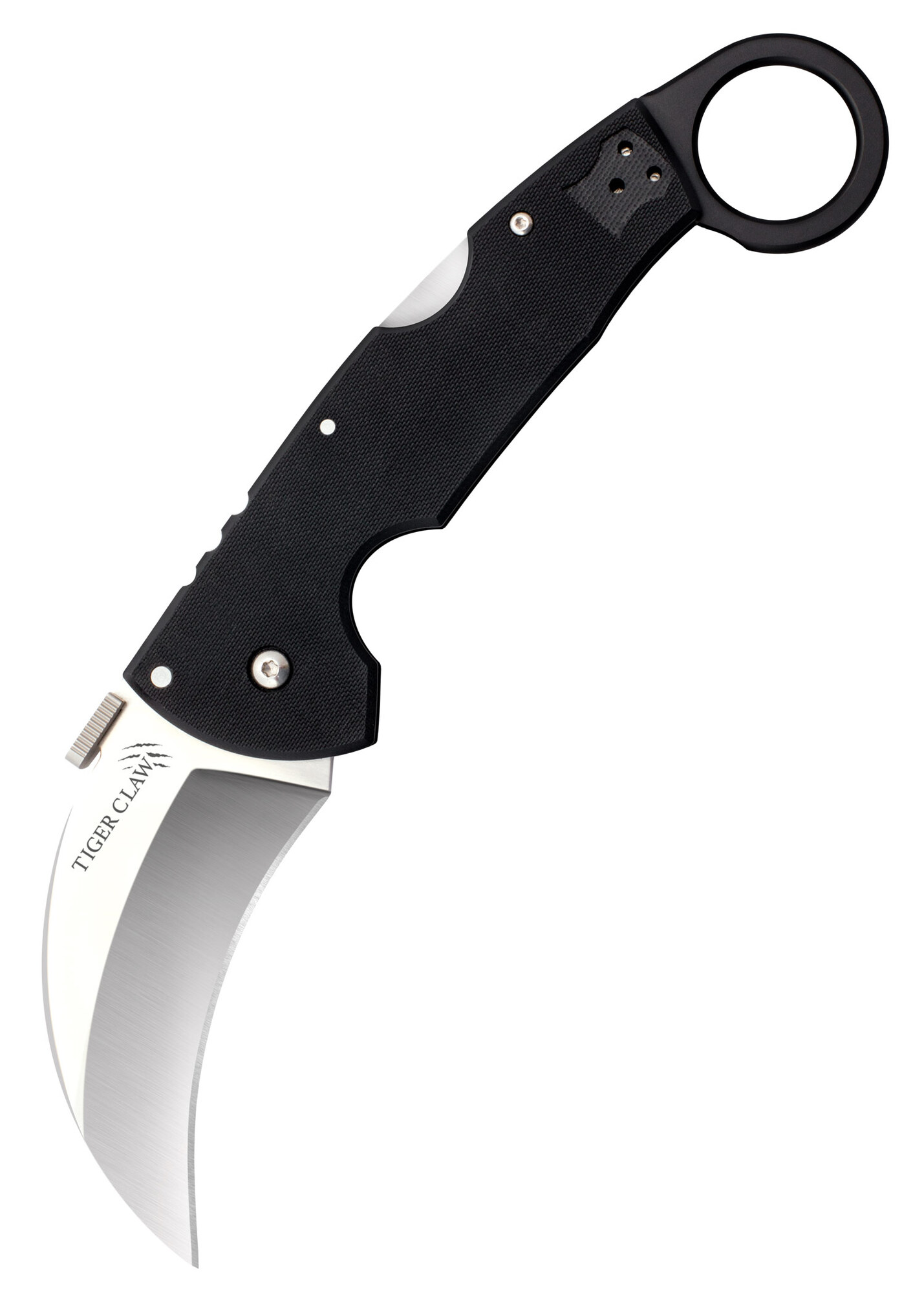E-shop Cold Steel 22C Tiger Claw Plain vreckový nôž karambit 10 cm, hladká hrana, čierna, G10
