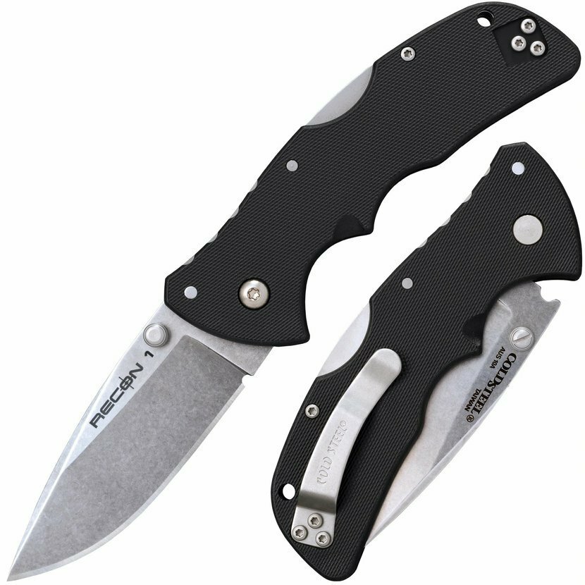 E-shop Cold Steel 27BAS Mini Recon 1 Spear Point menší vreckový nôž 7,6 cm, čierna, GRN