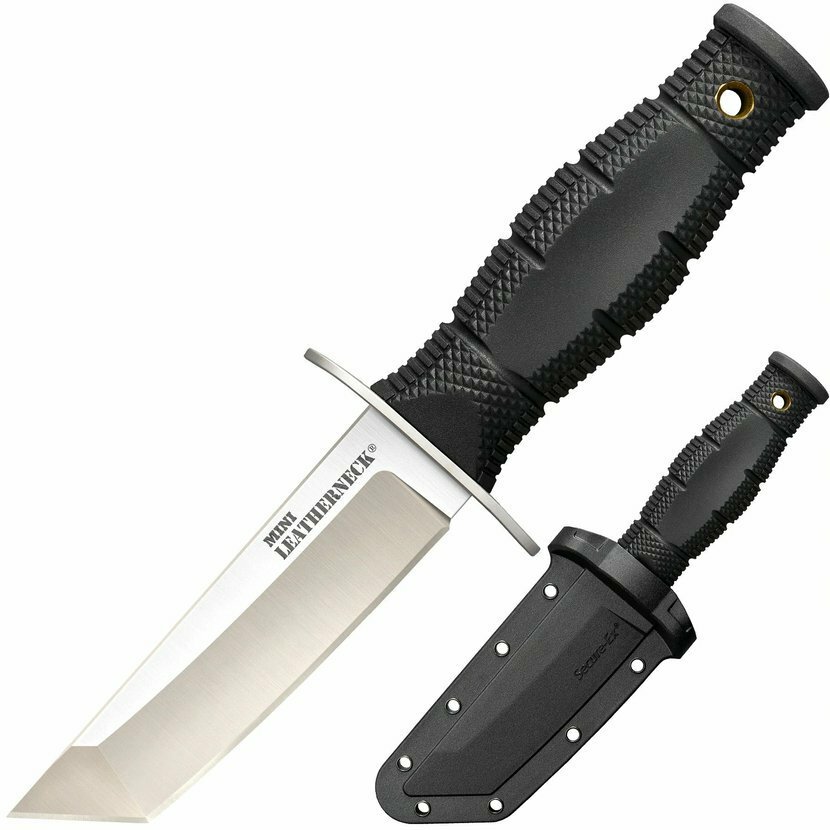 E-shop Cold Steel 39LSAA Mini Leatherneck Tanto nôž na krk 9 cm, čierna, Kraton, puzdro Secure Ex