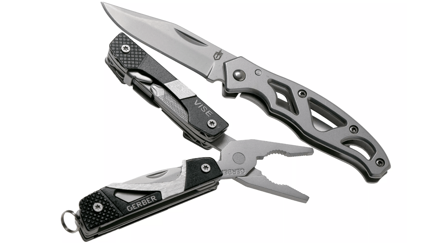 Gerber 31-003205 Vise + Mini-Paraframe multifunkčné kliešte (10 funkcií) a malý vreckový nôž 5,6 cm