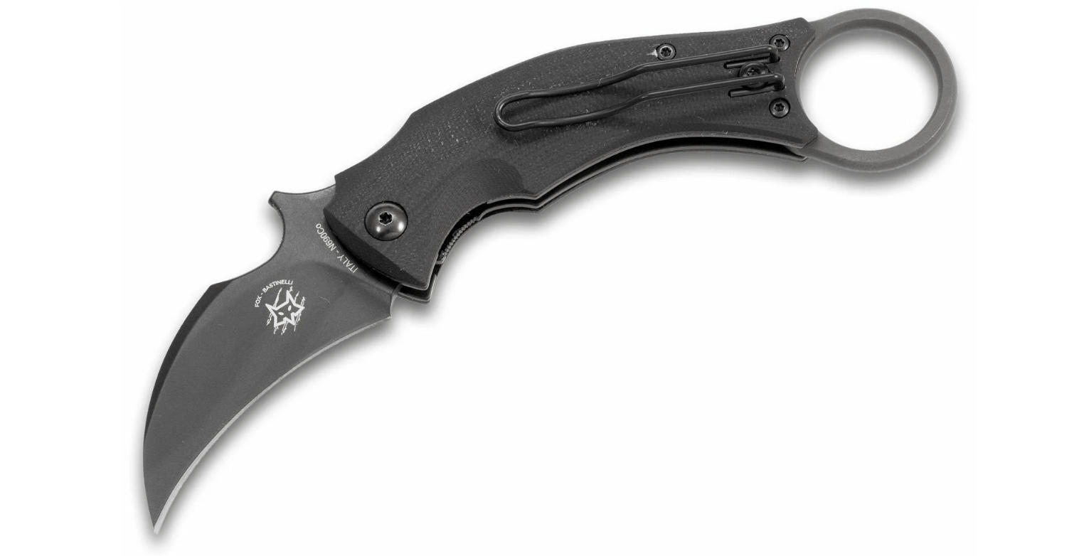 E-shop FOX Knives FX-591 Black Bird vreckový nôž - karambit 6,5 cm, celočierny, G10