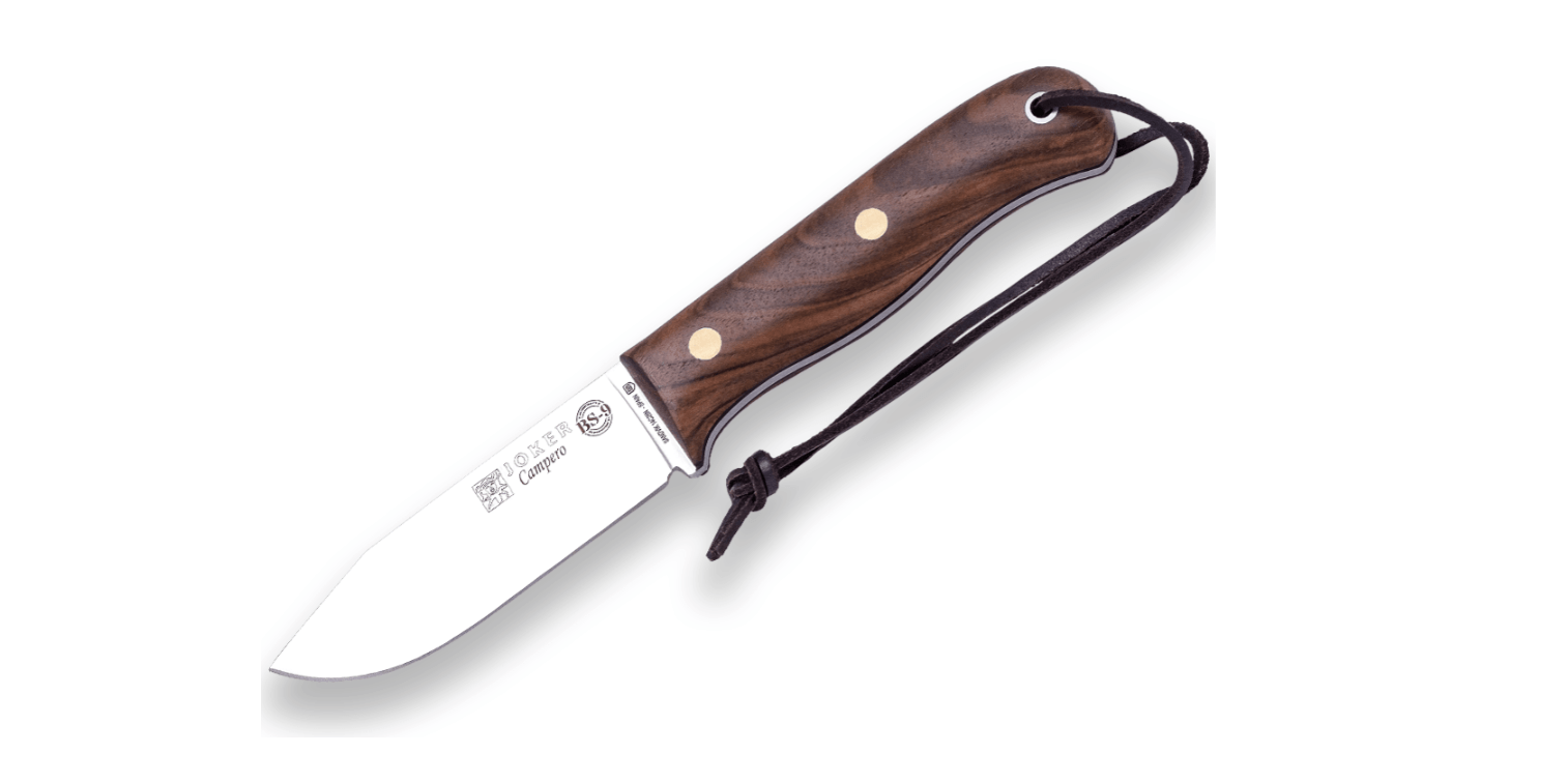 E-shop JOKER CN112 CAMPERO outdoorový nôž 10,5 cm, orechové drevo, kožené puzdro
