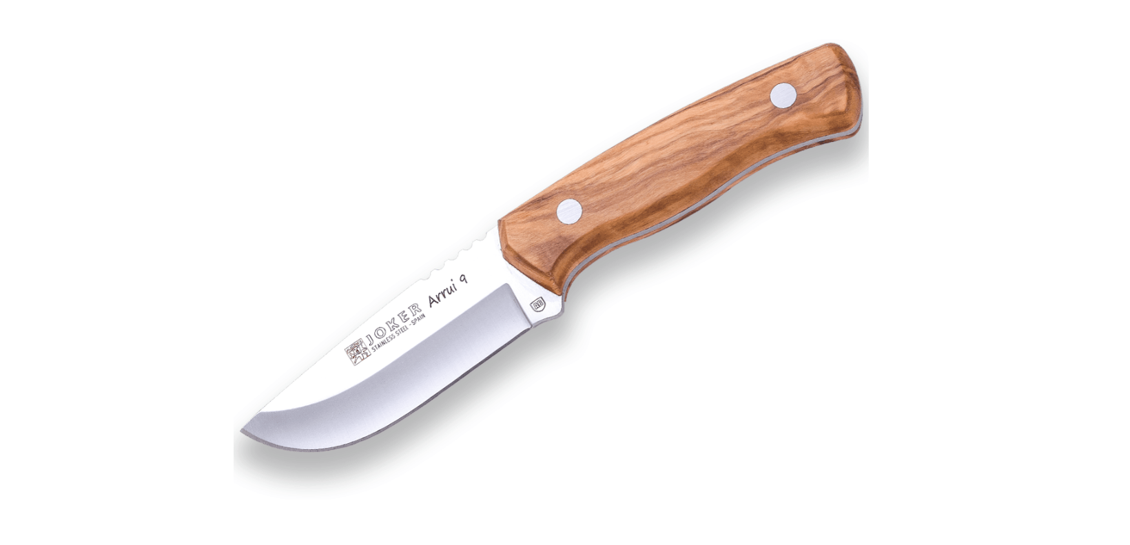 E-shop JOKER CO64 ARRUI vonkajší nôž 9 cm, olivové drevo, kožené puzdro