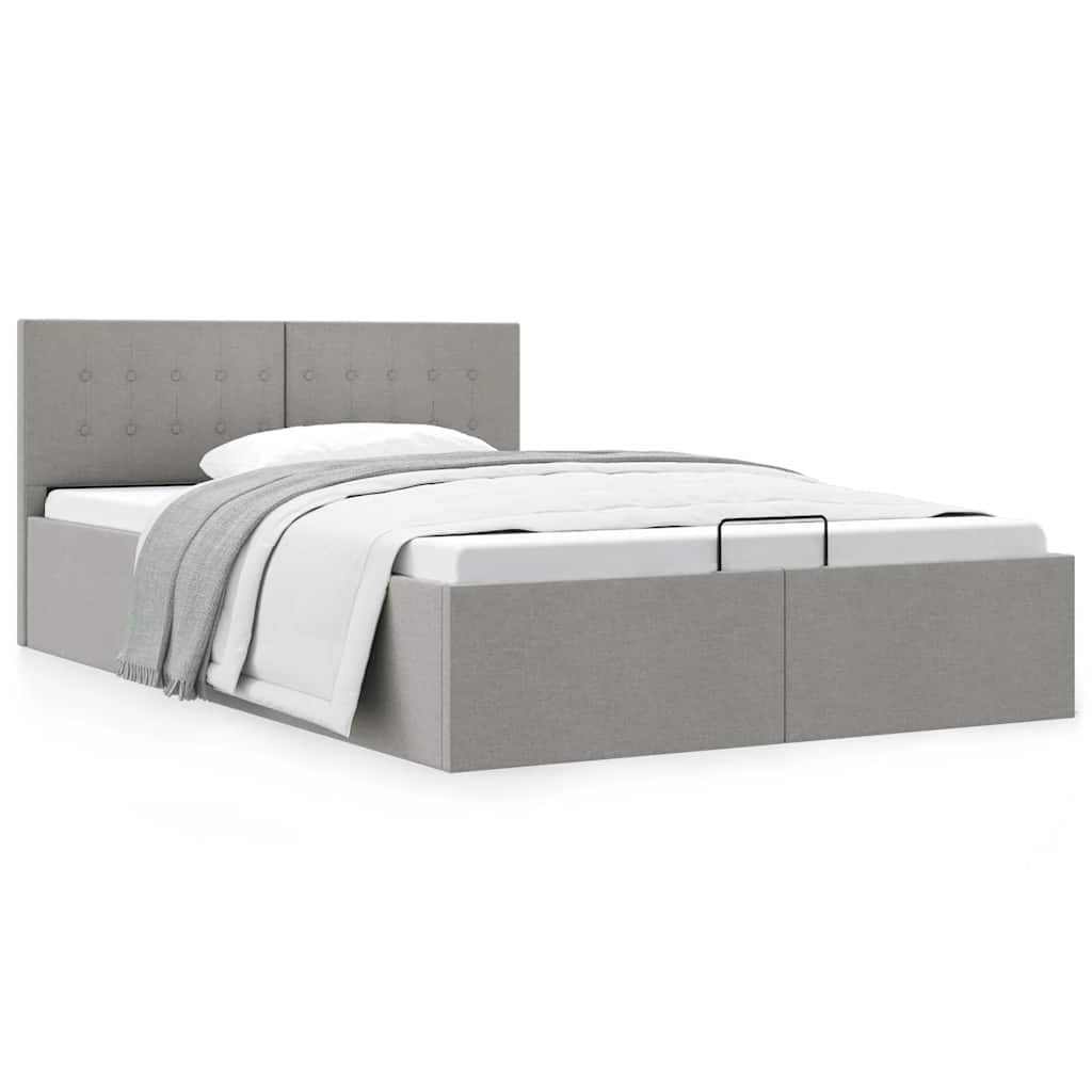 E-shop Multidom Hydraulický posteľný rám s úložným priestorom sivý 140x200 cm látkový