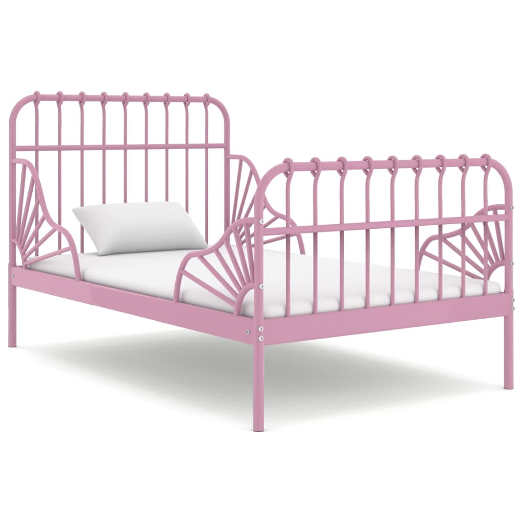 E-shop Multidom Rozšíriteľný posteľný rám ružový kovový 80x130/200 cm