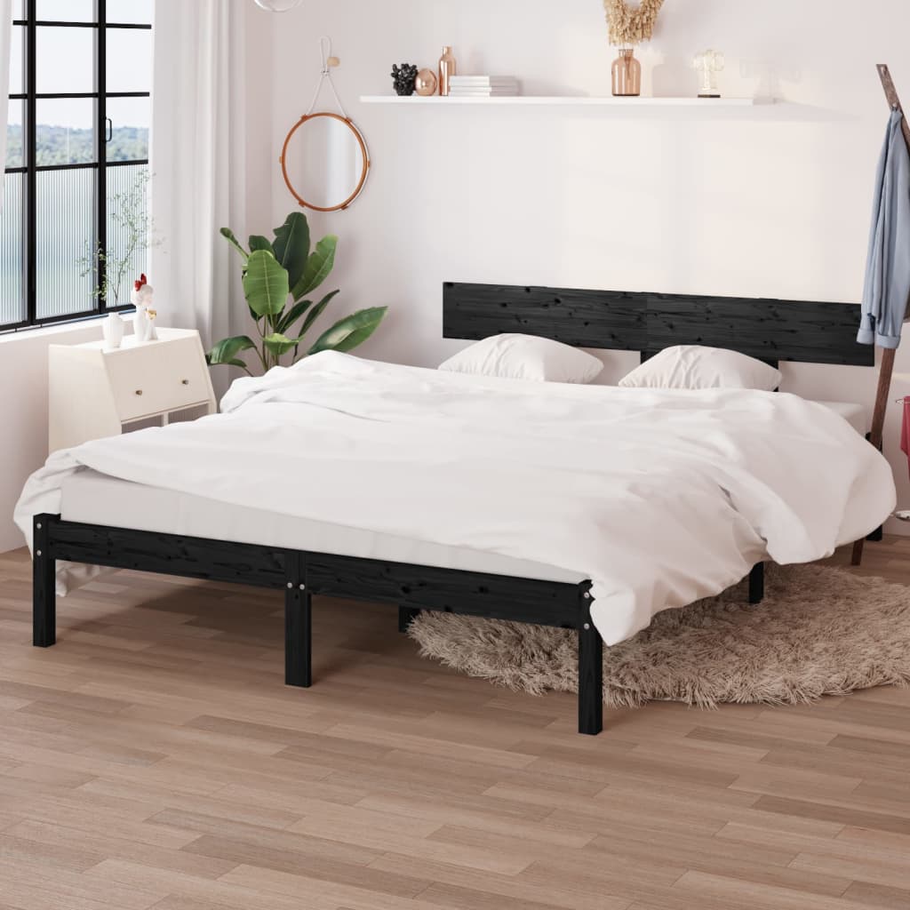 E-shop Multidom Posteľný rám čierny drevený masív 120x190 cm malé dvojlôžko