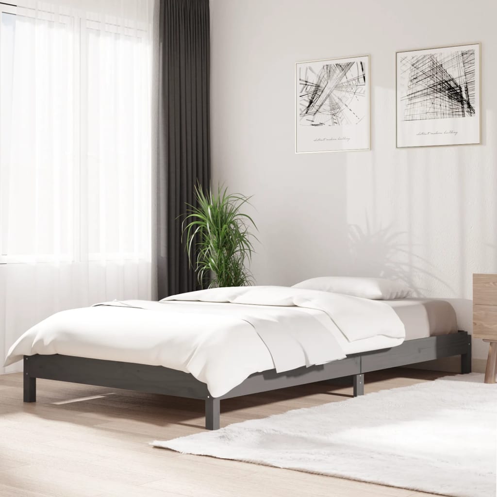 E-shop Multidom Stohovateľná posteľ sivá 75x190 cm borovicový masív