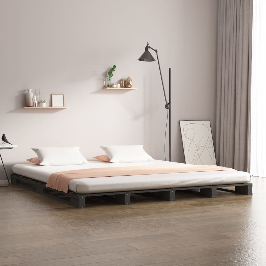 E-shop Multidom Paletová posteľ, sivá 120x200 cm, borovicový masív