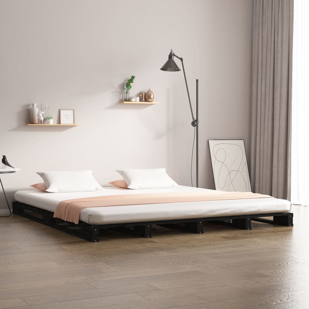 E-shop Multidom Paletová posteľ, čierna 140x190 cm, borovicový masív