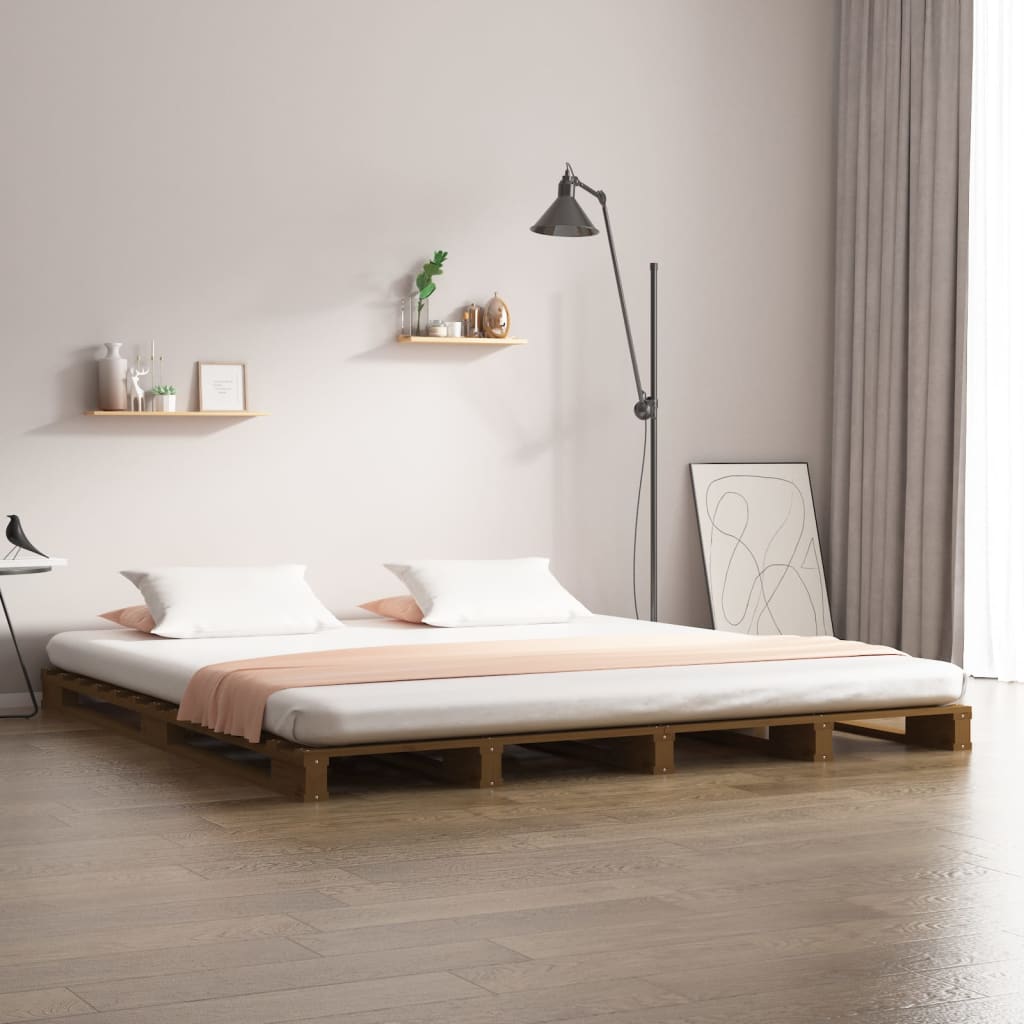 E-shop Multidom Paletová posteľ, medovo hnedá 120x200 cm borovicový masív