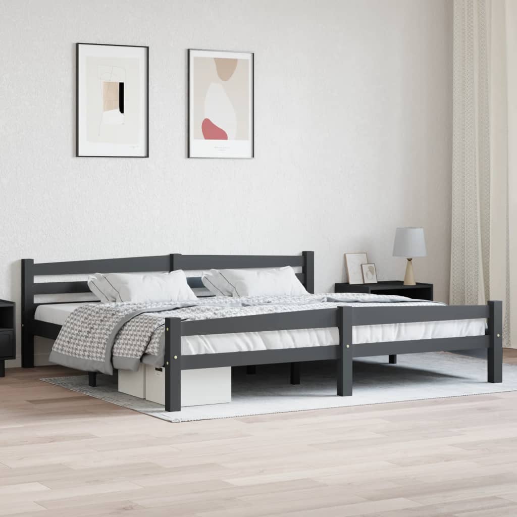 E-shop Multidom Posteľný rám, tmavosivý, borovicový masív 200x200 cm