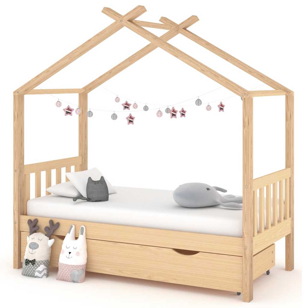 E-shop Multidom Detský posteľný rám so zásuvkou 80x160 cm masívna borovica