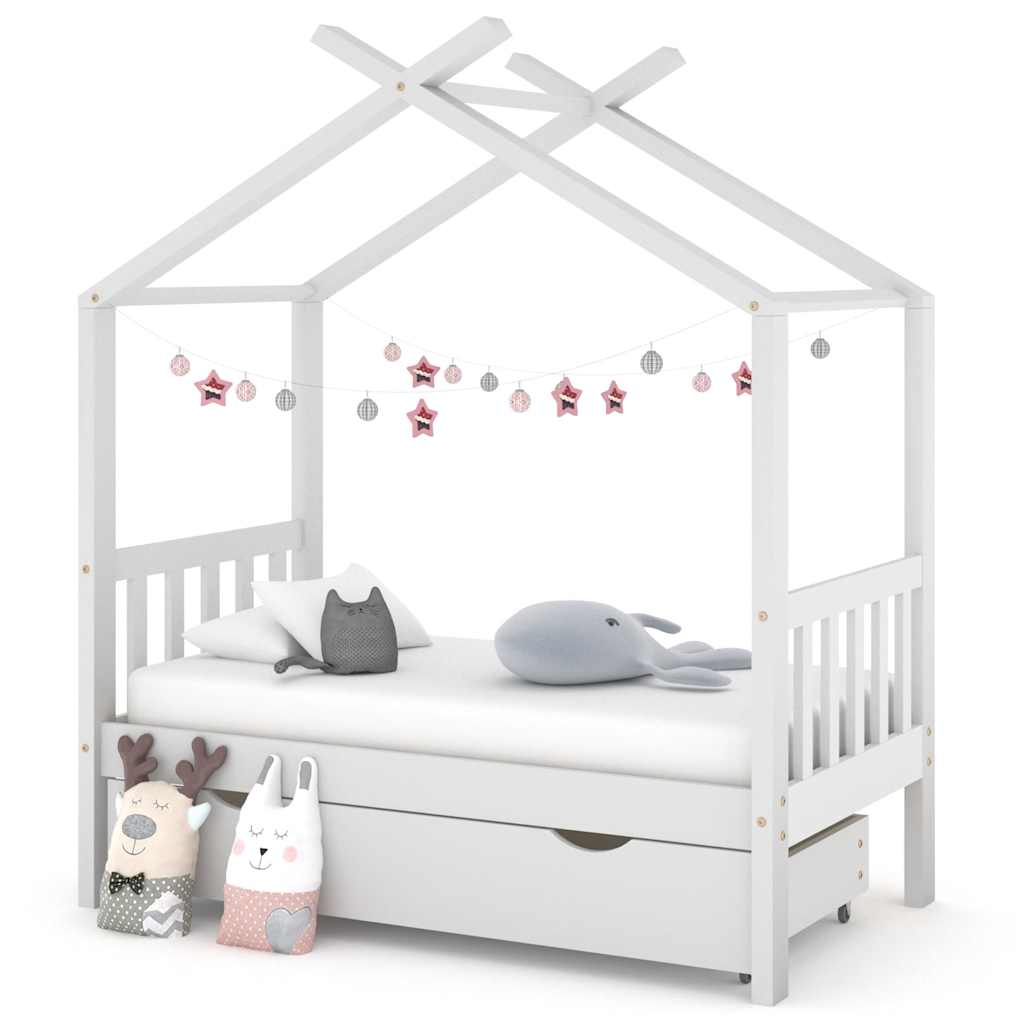 E-shop Multidom Detský posteľný rám so zásuvkou biely borovica 70x140 cm