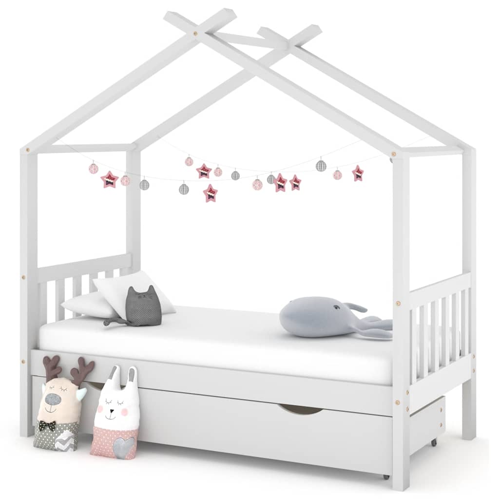 E-shop Multidom Detský posteľný rám so zásuvkou biely borovica 80x160 cm