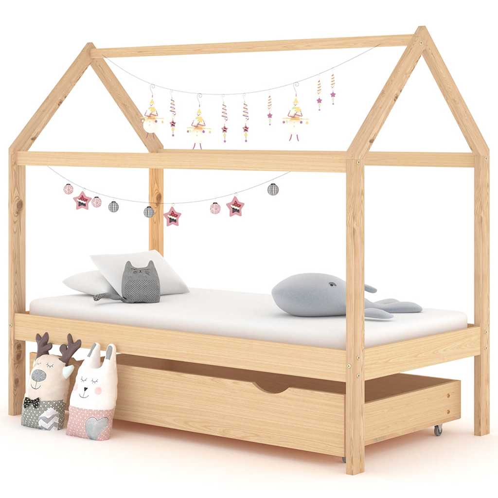 E-shop Multidom Detský posteľný rám so zásuvkou 80x160 cm borovica