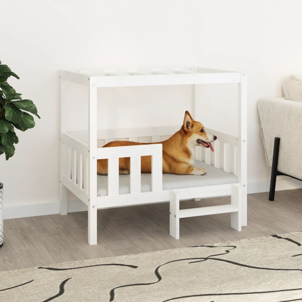 E-shop Multidom Posteľ pre psa biela 95,5x73,5x90 cm borovicový masív