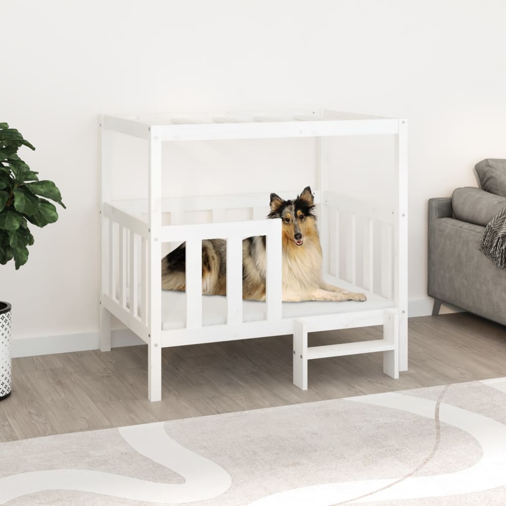 E-shop Multidom Posteľ pre psa biela 105,5x83,5x100 cm borovicový masív