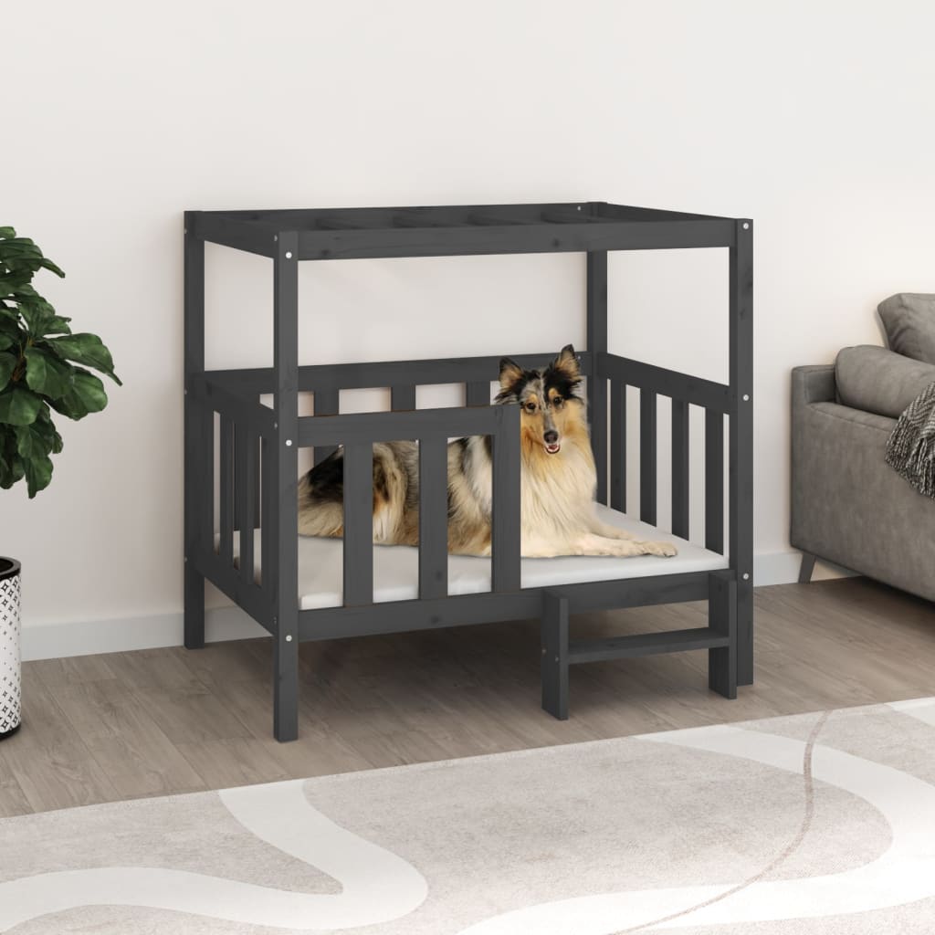 E-shop Multidom Posteľ pre psa sivá 105,5x83,5x100 cm borovicový masív