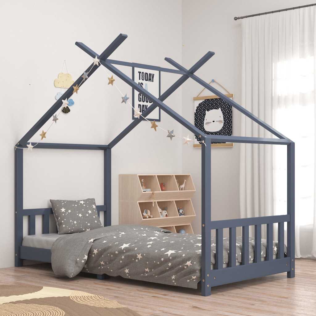 E-shop Multidom Detský posteľný rám sivý 90x200 cm borovicový masív