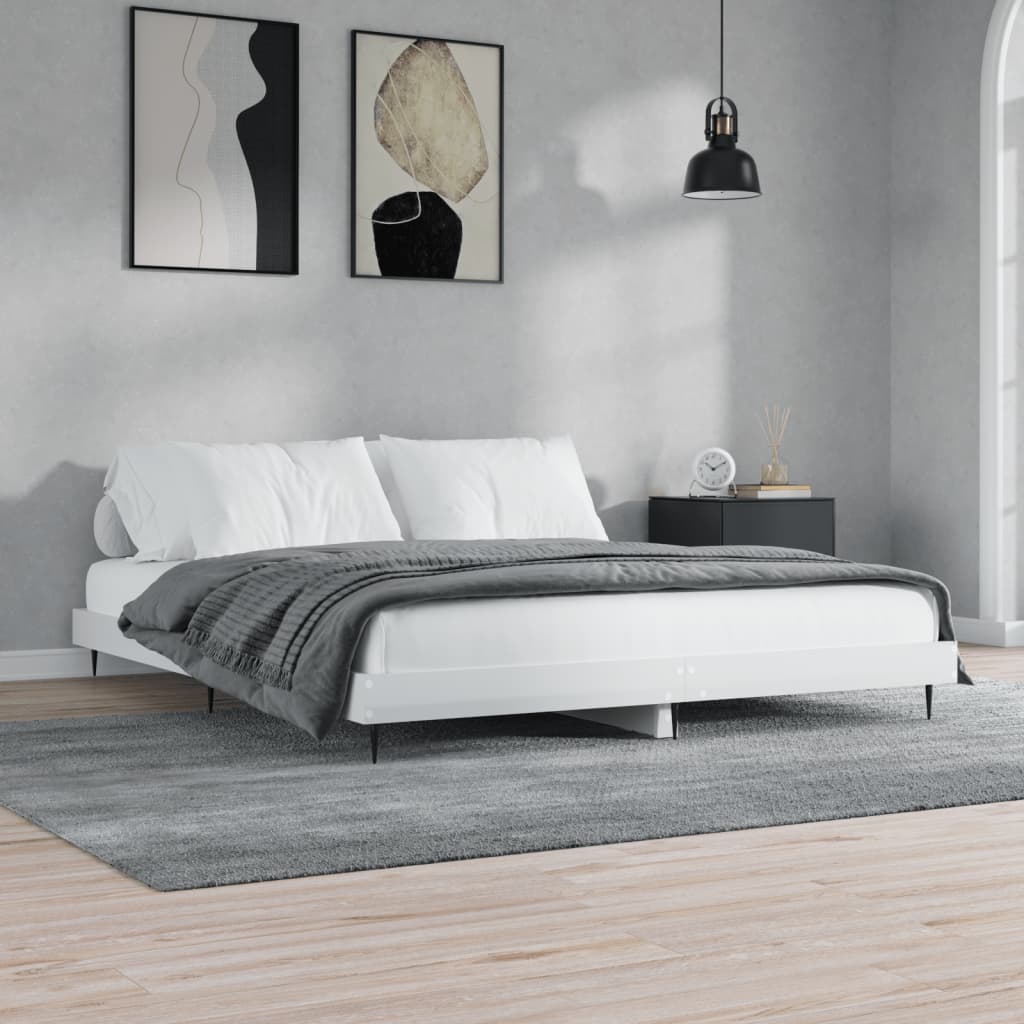 E-shop Multidom Posteľný rám lesklý biely 180x200 cm kompozitné drevo