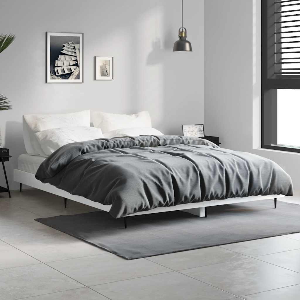E-shop Multidom Posteľný rám lesklý biely 140x190 cm kompozitné drevo