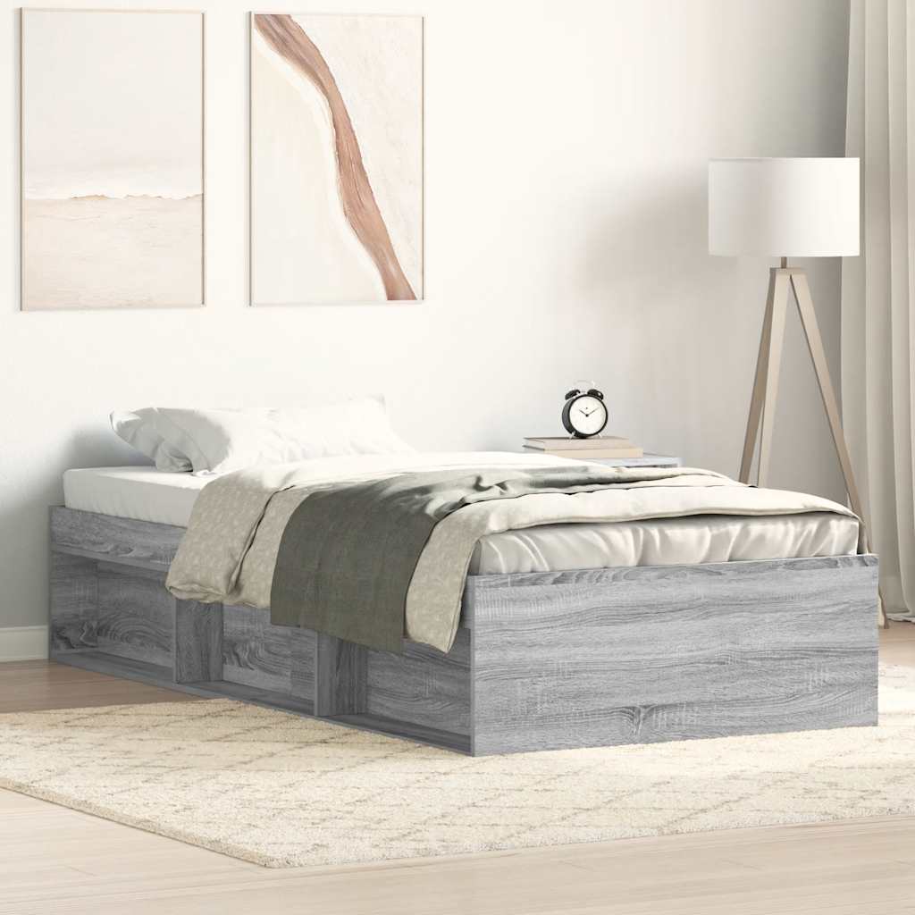 E-shop Multidom Posteľný rám sivý sonoma 75x190 cm malé jednolôžko