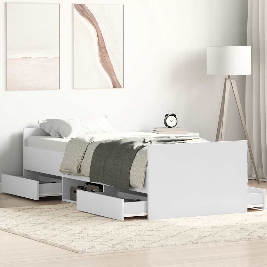 E-shop Multidom Posteľný rám s predným a zadným čelom, biely 100x200 cm
