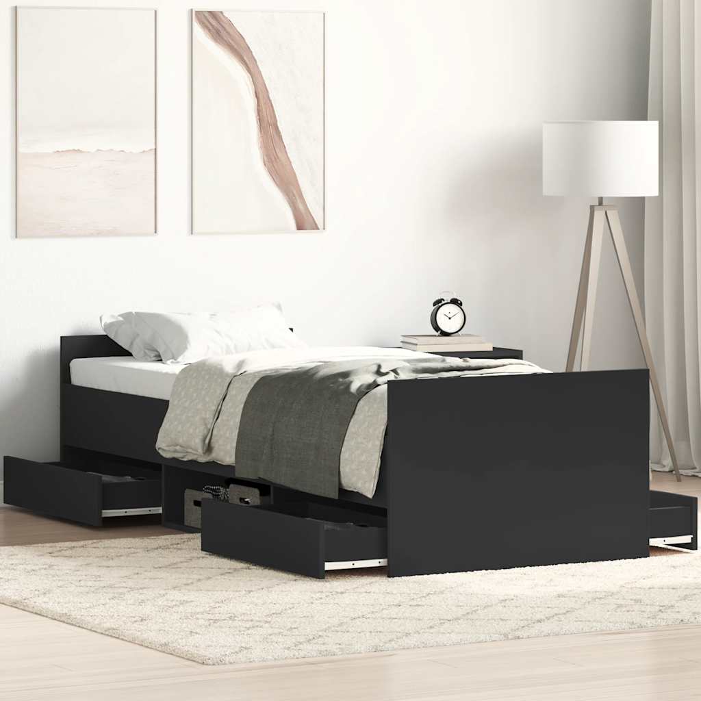 E-shop Multidom Posteľný rám s predným a zadným čelom, čierny 90x200 cm