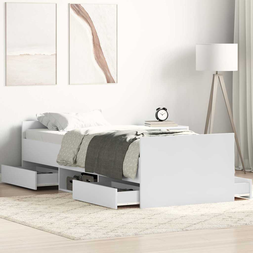E-shop Multidom Posteľný rám s predným a zadným čelom, biely 90x190 cm