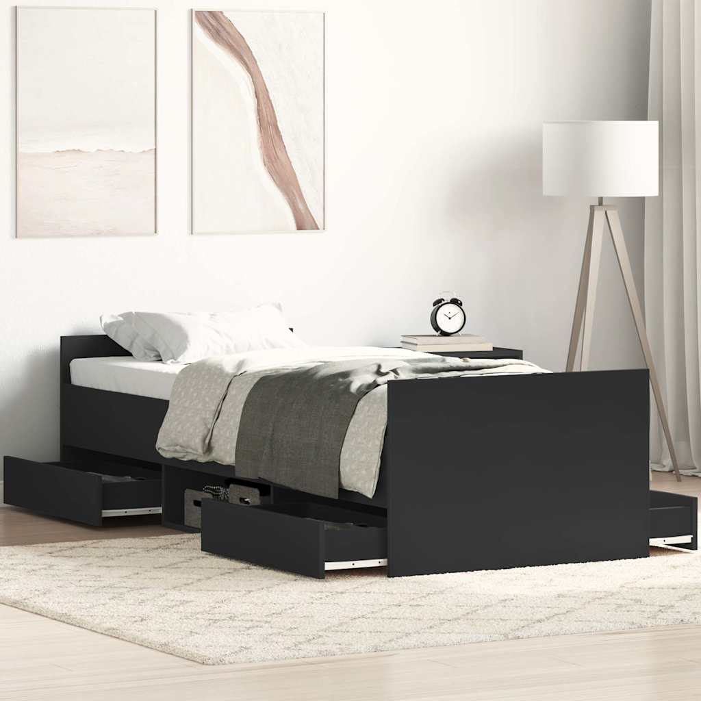 E-shop Multidom Posteľný rám s predným a zadným čelom, čierny 90x190 cm