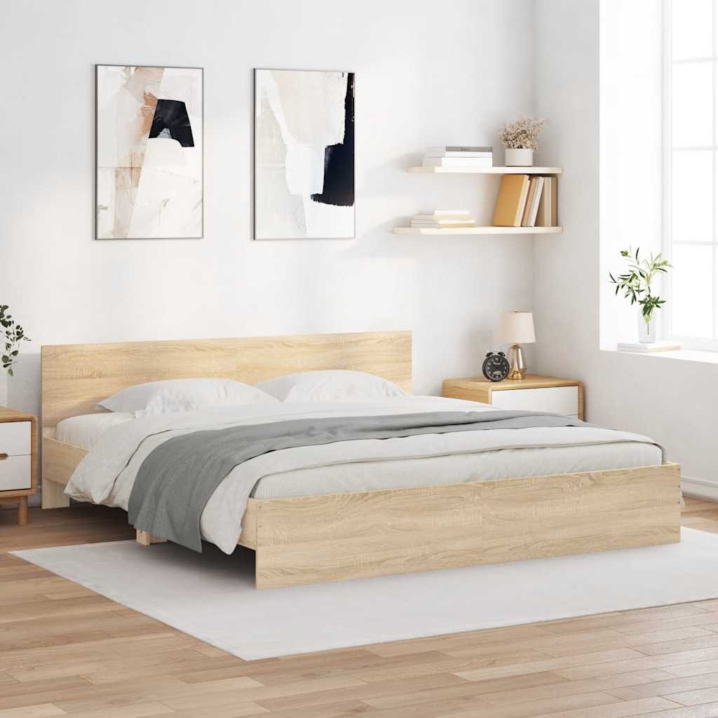 E-shop Multidom Posteľný rám s čelom dub sonoma 160x200 cm