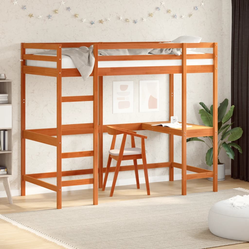 E-shop Multidom Posch. posteľ so stolom voskovo hnedá 90x200cm borovicový masív