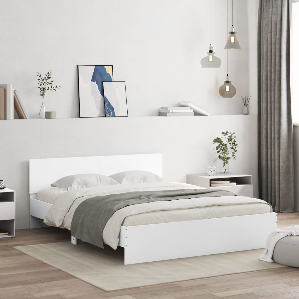 E-shop Multidom Posteľný rám s čelom a LED biely 160x200 cm