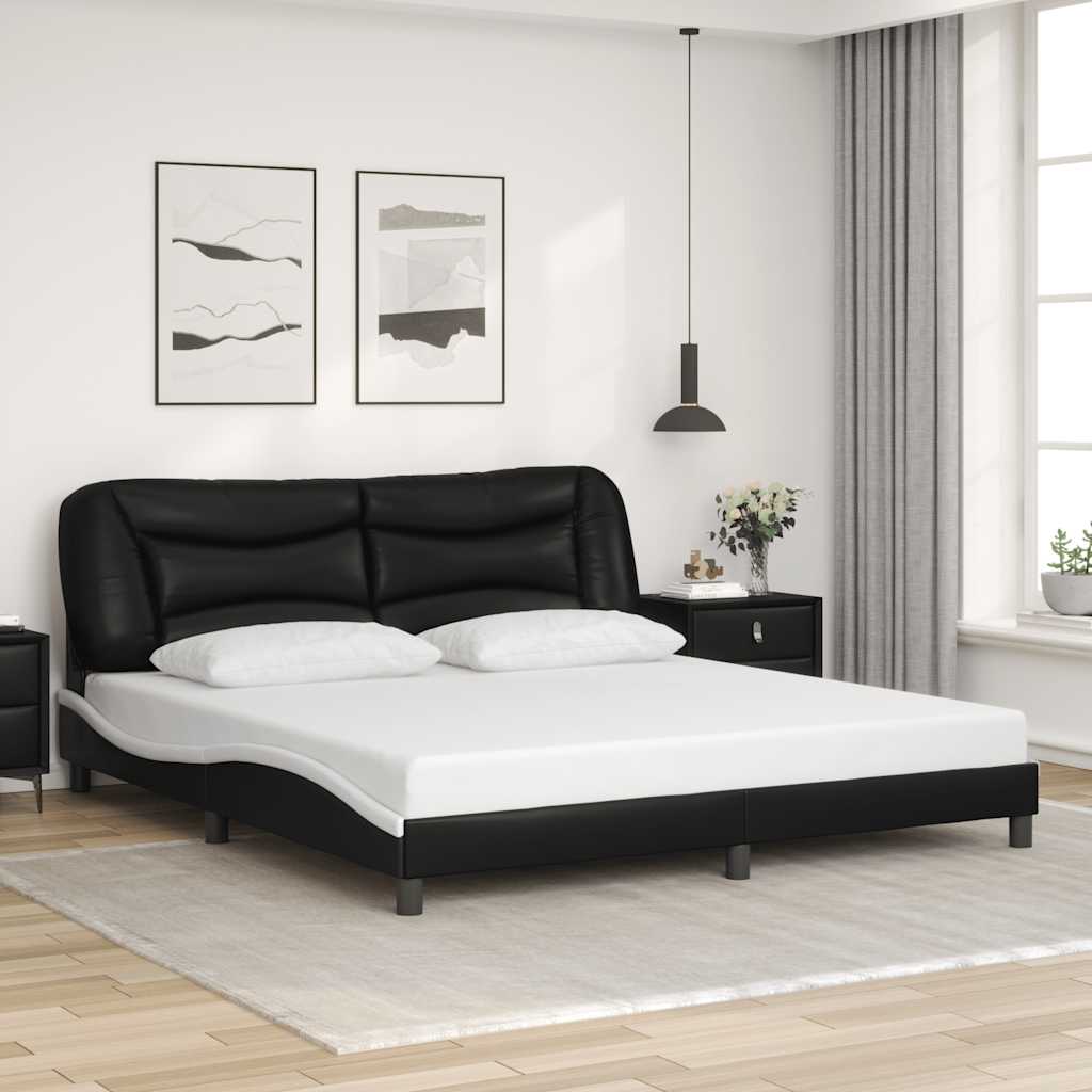 E-shop Multidom Rám postele bez matraca Hvar čierno-biely 180x200 cm umelá koža