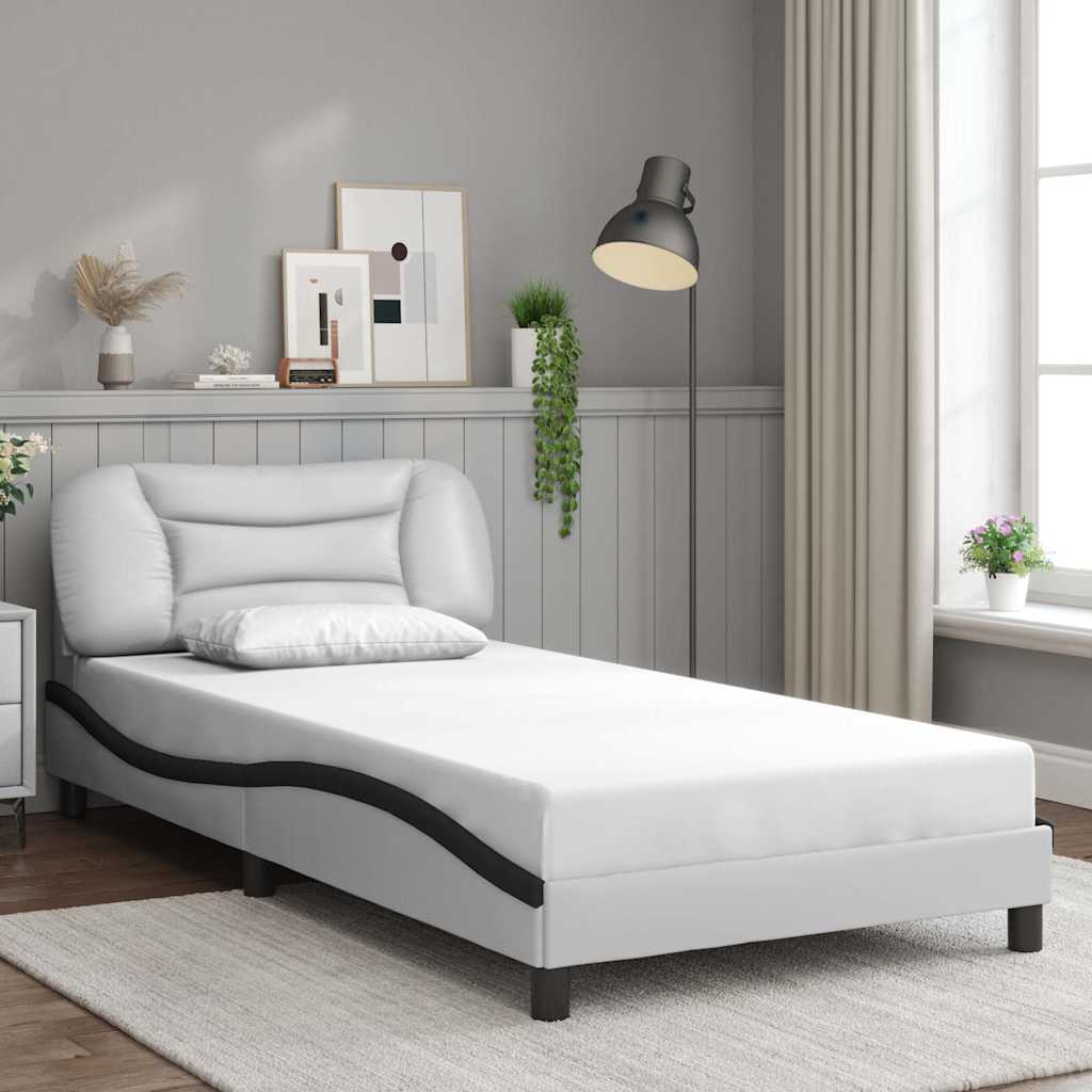 E-shop Multidom Rám postele bez matraca Hvar bielo-čierny 100x200 cm umelá koža