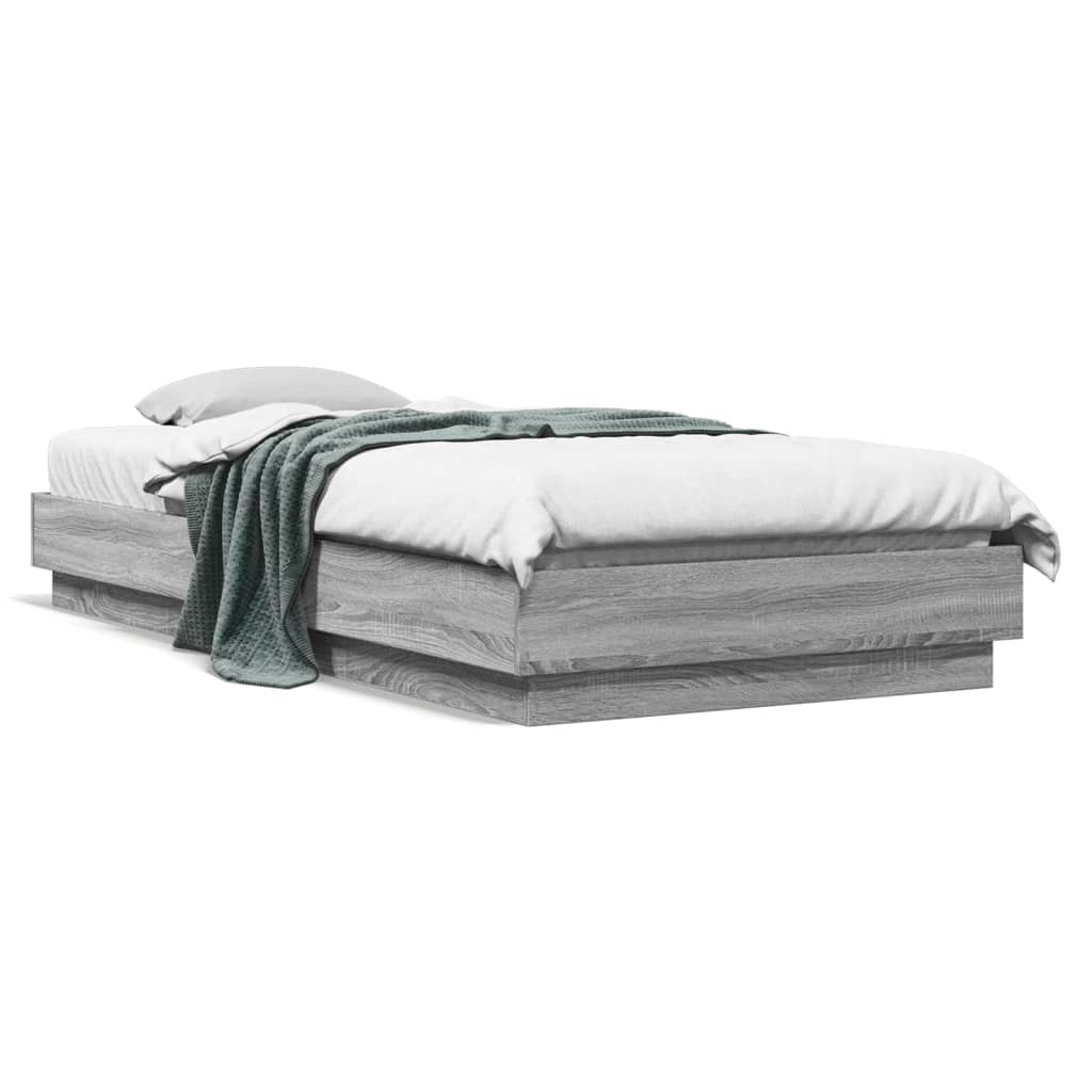 E-shop Multidom Posteľný rám s LED svetlami sivý dub sonoma 100x200 cm