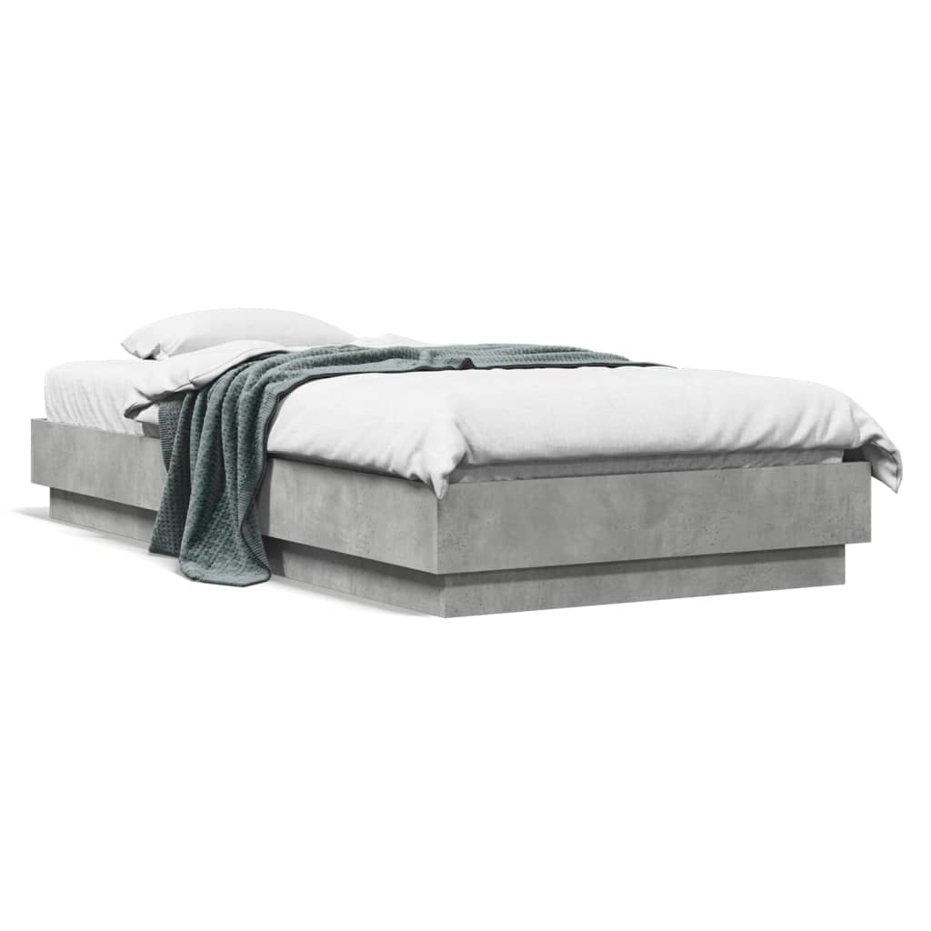 E-shop Multidom Posteľný rám s LED svetlami betónový sivý 75x190 cm