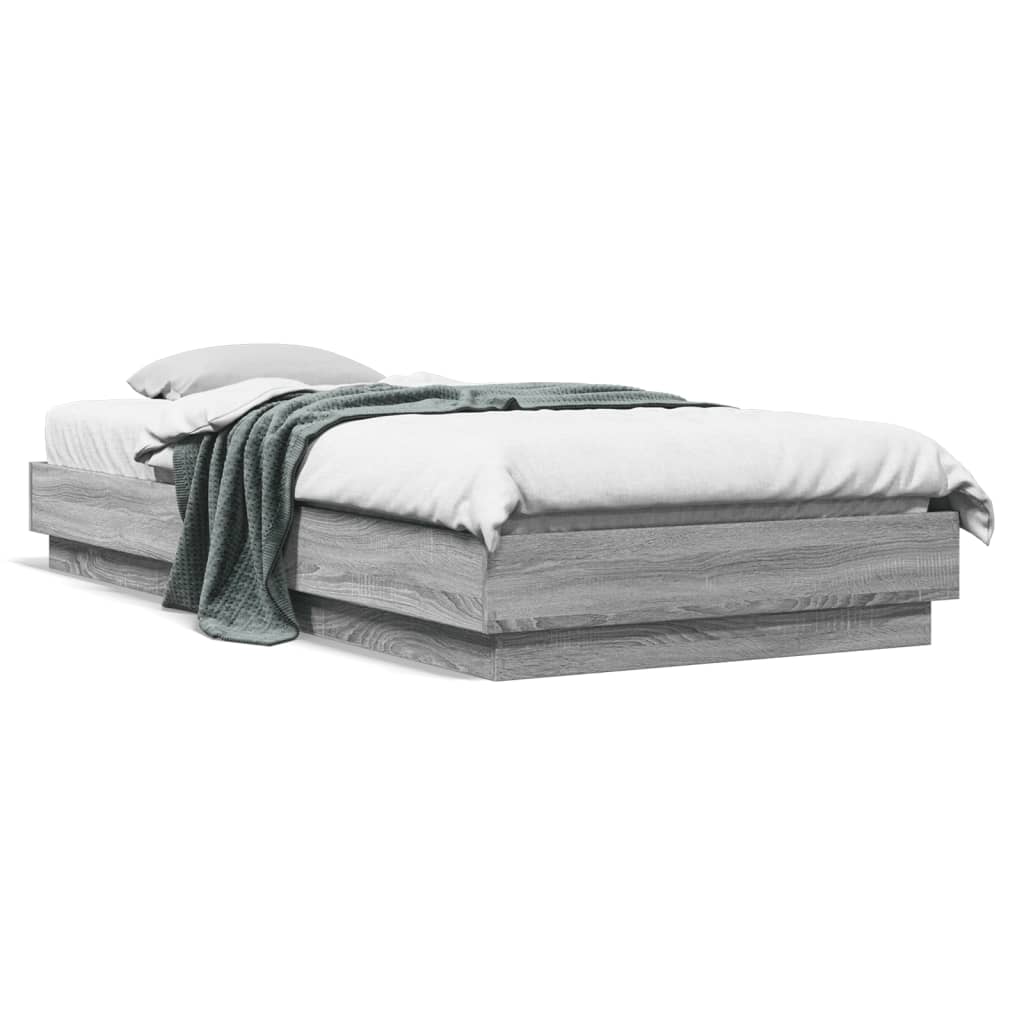 E-shop Multidom Posteľný rám s LED svetlami sivý sonoma 90x200 cm