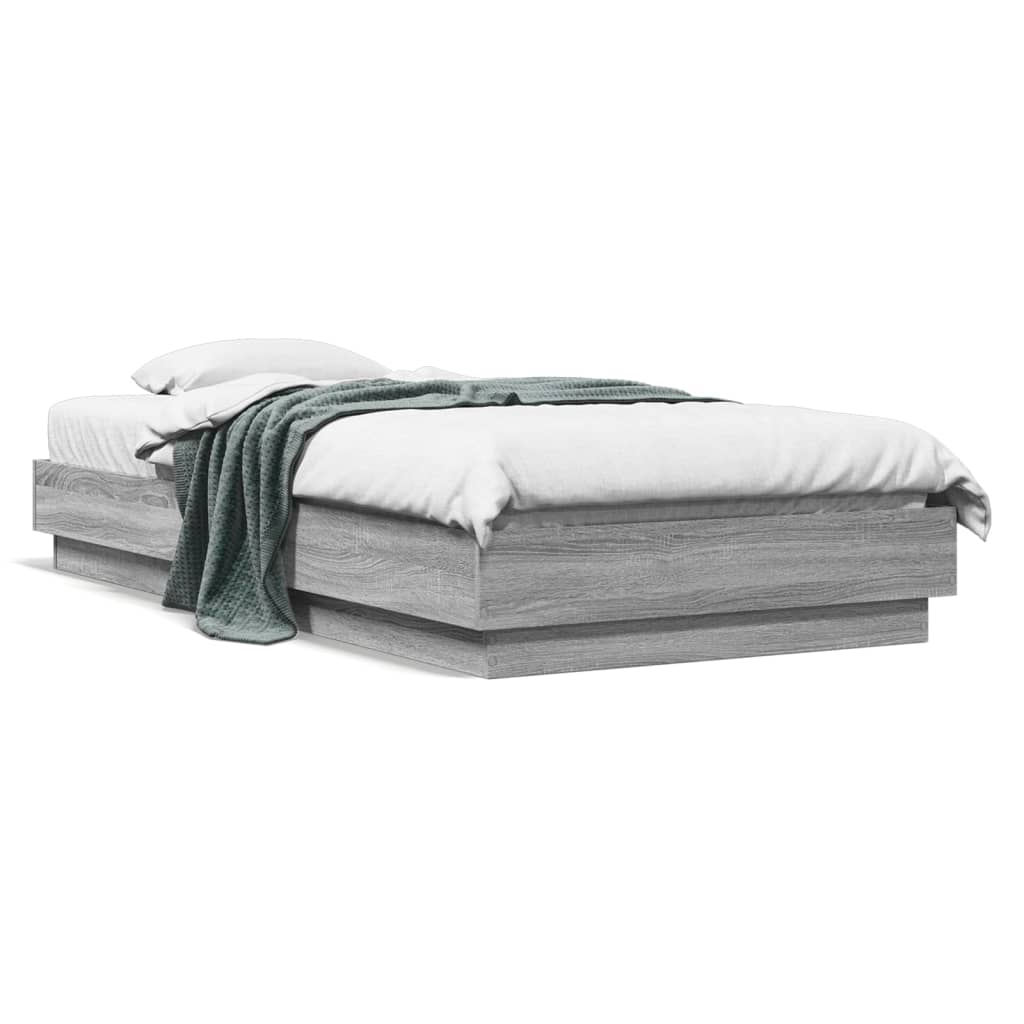 E-shop Multidom Posteľný rám s LED svetlami sivý dub sonoma 75x190 cm