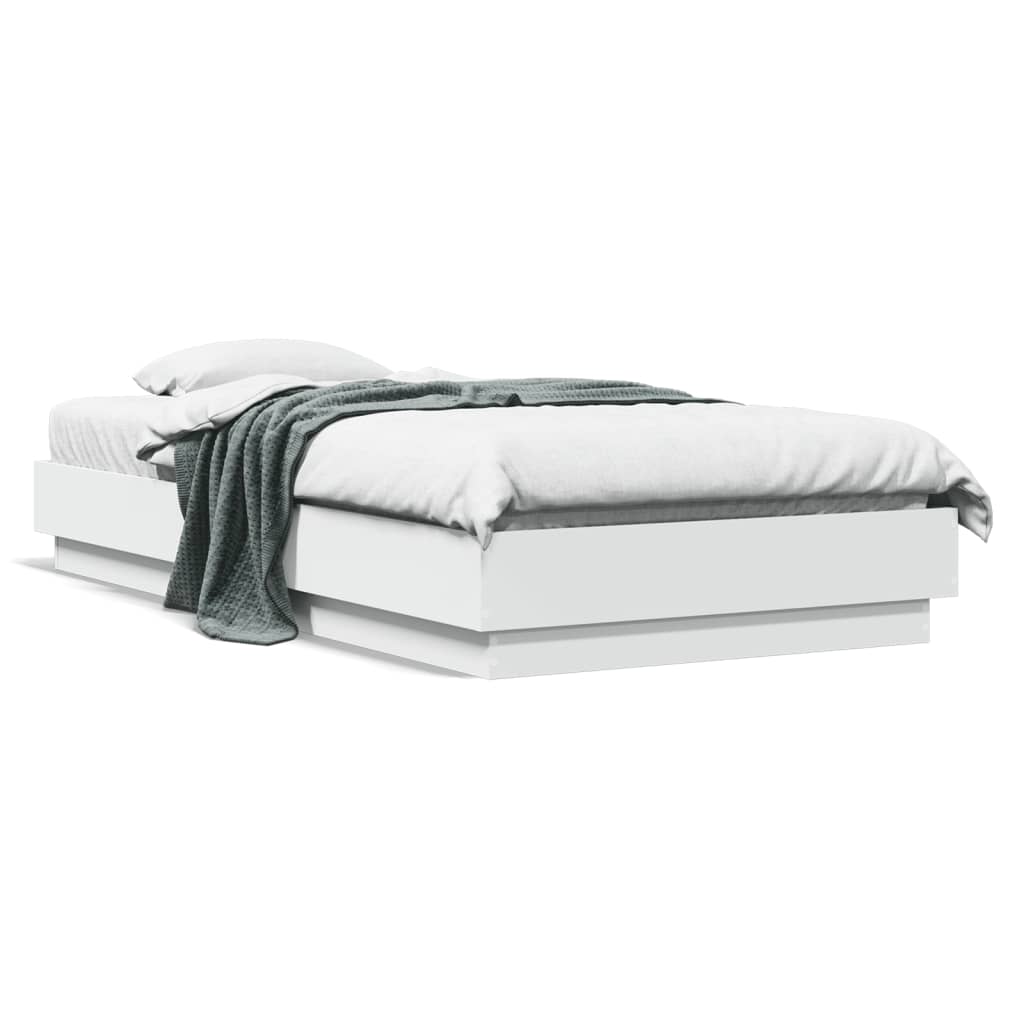 E-shop Multidom Posteľný rám s LED svetlami biely 75x190 cm