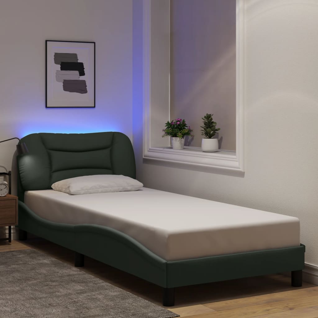 E-shop Multidom Rám postele s LED bez matraca Hvar tmavosivá 90x190 cm látka