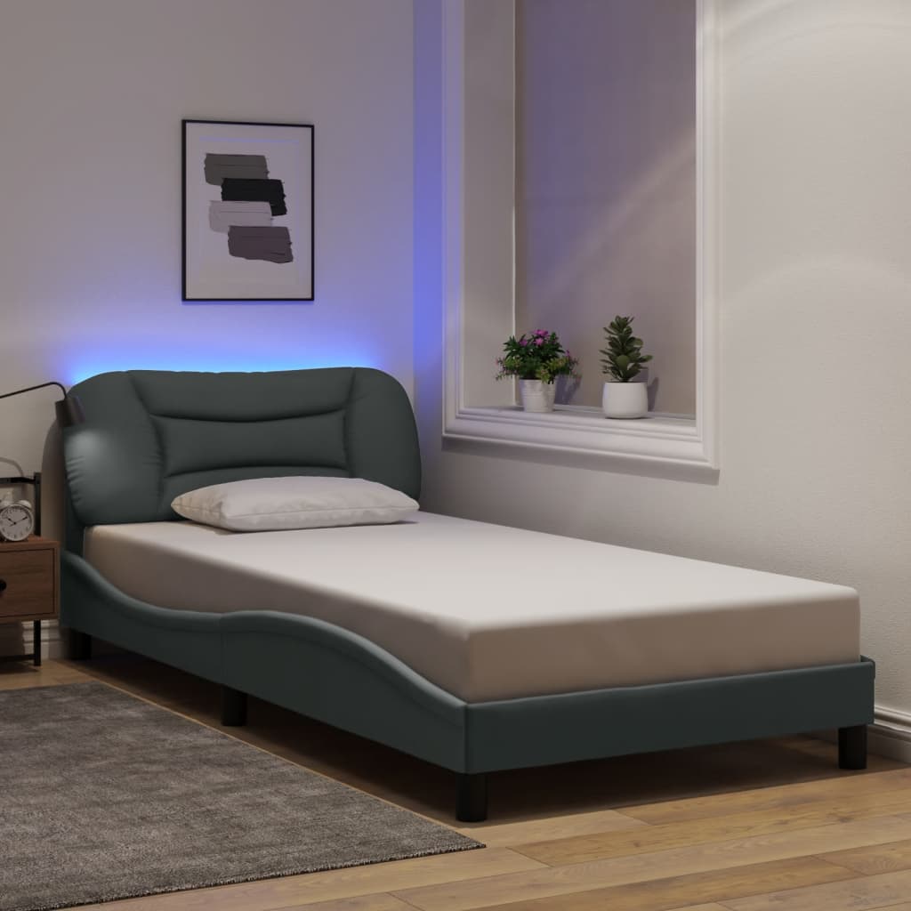 E-shop Multidom Rám postele s LED bez matraca Hvar bledosivý 100x200 cm látka