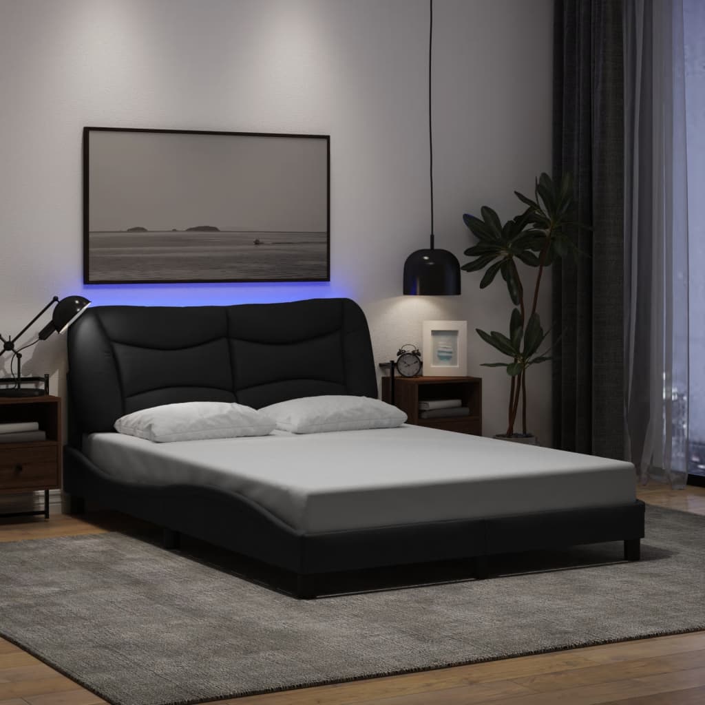 E-shop Multidom Rám postele s LED bez matraca Hvar čierna 140x190 cm látka