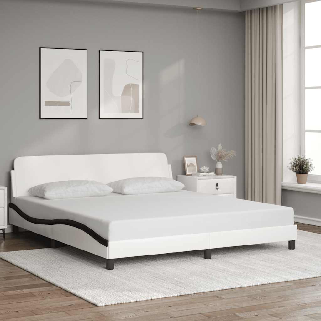E-shop Multidom Rám postele Dover bielo-čierny 180x200 cm umelá koža