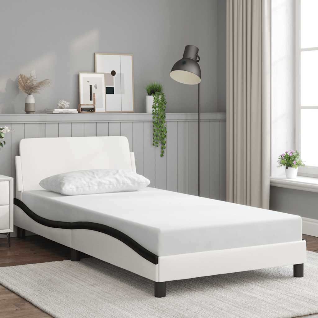 E-shop Multidom Rám postele Dover bielo-čierny 100x200 cm umelá koža