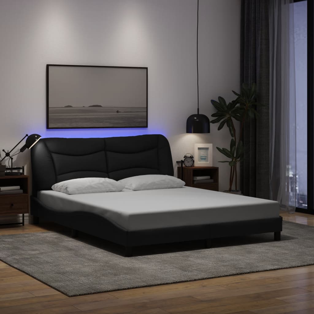 E-shop Multidom Rám postele s LED bez matraca Hvar čierny 160x200 cm látka