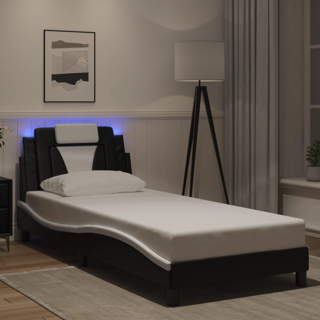 E-shop Multidom Rám postele, Viana, s LED bez matraca, čierno biely 80x200 cm