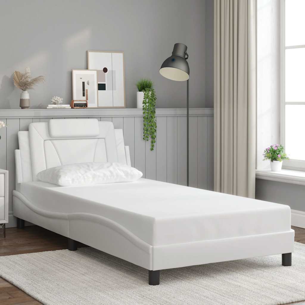 E-shop Multidom Rám postele Viana bez matraca biely 100x200 cm umelá koža